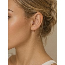 Poseidons Jewellery 14 Ayar Altın Pembe Taşlı Kelebek Tragus Piercing – Zarif Helix ve Kıkırdak Küpesi
