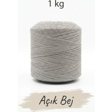 Bevella Macrame Cord 1 kg Pamuklu El Örgü Ipi Runner Ipi- Koton Ip- Punch Ipi- Motif Ipi Açık Bej Rengi 1000 gr