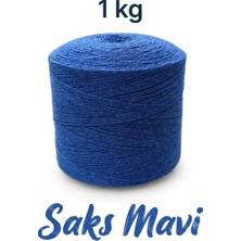 Bevella Macrame Cord 1 kg Pamuklu El Örgü Ipi Runner Ipi- Koton Ip- Punch Ipi- Motif Ipi Saks Mavi Rengi 1000 gr