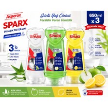 Asperox Sparx Bulaşık Deterjanı 650 ml x 3 Limon - Elma - Aloevera Hassas Eller