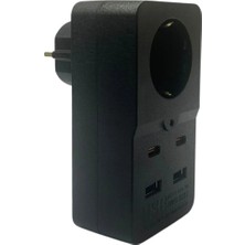 Eseno Select Isıya Dayanıklı Termal Akım Korumalı 1 Priz Girişli 2 USB Girişli 2 Type-C Girişli Pirz