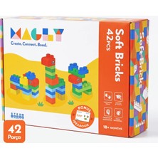 Magly Soft Bricks Yumuşak Yapı Blokları - Çocuklar İçin Renkli Esnek 42 Parça Yapı Blok Seti