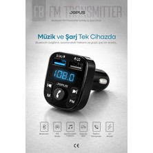 Jopus Bluetooth FM Transmitter Kablosuz Araç İçi Kiti Çakmaklık Şarj Aleti Oto MP3 Çalar USB Araç Müzik Adaptörü