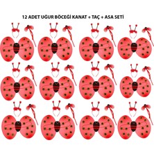 Starseven Uğur Böceği Kostüm Seti - Kanat, Taç, Asa 12 Adet