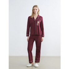 Lc Waikiki Yeni Sezon Gömlek Yaka Ayı Teddy Baskılı Kadın Pijama Takımı