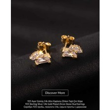 Begonia Accessories 925 Ayar Gümüş 14K Altın Kaplama Rodyum Kaplama Zirkon Taşlı Minimal Halka ve Çivi Küpe Kadın Lüks Tasarım Şık Günlük Kullanım Gümüş Küpe ÇEŞITLERI-287-30