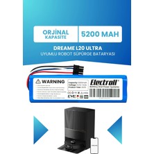 Electroll Dreame L20 Ultra Uyumlu Batarya (Standart Kapasite) 5200MAH Robot Süpürge Bataryası - RLX41CE