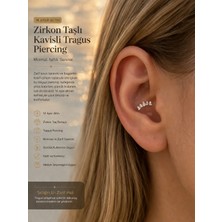 Lovecharm 14 Ayar Altın Zirkon Taşlı Kavisli Baget Tragus Piercing