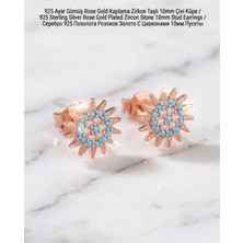 Begonia Accessories 926 Ayar Gümüş Rose Gold Rodyum Kaplama Zirkon Taşlı Minimal Halka ve Çivi Küpe Kadın Lüks Tasarım Şık Günlük Kullanım Gümüş Küpe ÇEŞITLERI-287-2