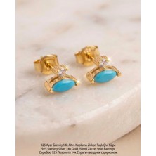 Begonia Accessories 925 Ayar Gümüş 14K Altın Kaplama Rodyum Kaplama Zirkon Taşlı Minimal Halka ve Çivi Küpe Kadın Lüks Tasarım Şık Günlük Kullanım Gümüş Küpe ÇEŞITLERI-287-29