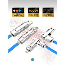 MGZ Case Usb/typec - Typec/lıghtnıng Modüler Şarj Kablosu / Şarj Aleti / Data Aktarım Kablosu 1 Metre