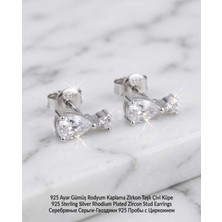 Begonia Accessories 925 Ayar Gümüş Rodyum Kaplama Zirkon Taşlı Minimal Halka ve Çivi Küpe Kadın Lüks Tasarım Şık Günlük Kullanım Gümüş Küpe ÇEŞITLERI-287-13