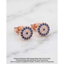 Begonia Accessories 928 Ayar Gümüş Rose Gold Rodyum Kaplama Zirkon Taşlı Minimal Halka ve Çivi Küpe Kadın Lüks Tasarım Şık Günlük Kullanım Gümüş Küpe ÇEŞITLERI-287-9