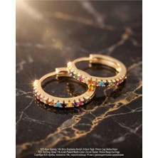 Begonia Accessories 925 Ayar Gümüş 14K Altın Kaplama Rodyum Kaplama Zirkon Taşlı Minimal Halka ve Çivi Küpe Kadın Lüks Tasarım Şık Günlük Kullanım Gümüş Küpe ÇEŞITLERI-287-27