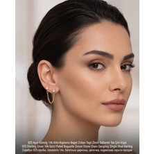 Begonia Accessories 925 Ayar Gümüş 14K Altın Kaplama Rodyum Kaplama Zirkon Taşlı Minimal Halka ve Çivi Küpe Kadın Lüks Tasarım Şık Günlük Kullanım Gümüş Küpe ÇEŞITLERI-287-15
