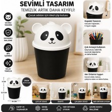 🐼 Panda Kapaklı Mini Çöp Kutusu | Çocuk Odası, Masaüstü ve Kalemlik Olarak Çok Amaçlı Kullanım