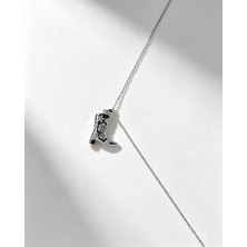 İnsera Kadın Çelik Çiçek Motifli Silver Bot Kolye