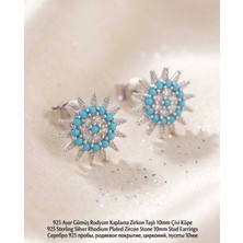 Begonia Accessories 925 Ayar Gümüş Rodyum Kaplama Zirkon Taşlı Minimal Halka ve Çivi Küpe Kadın Lüks Tasarım Şık Günlük Kullanım Gümüş Küpe ÇEŞITLERI-287-1