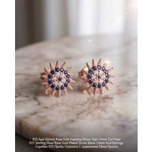Begonia Accessories 927 Ayar Gümüş Rose Gold Rodyum Kaplama Zirkon Taşlı Minimal Halka ve Çivi Küpe Kadın Lüks Tasarım Şık Günlük Kullanım Gümüş Küpe ÇEŞITLERI-287-5