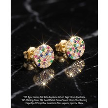 Begonia Accessories 925 Ayar Gümüş 14K Altın Kaplama Rodyum Kaplama Zirkon Taşlı Minimal Halka ve Çivi Küpe Kadın Lüks Tasarım Şık Günlük Kullanım Gümüş Küpe ÇEŞITLERI-287-10