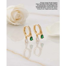 Begonia Accessories 925 Ayar Gümüş 14K Altın Kaplama Rodyum Kaplama Zirkon Taşlı Minimal Halka ve Çivi Küpe Kadın Lüks Tasarım Şık Günlük Kullanım Gümüş Küpe ÇEŞITLERI-287-5