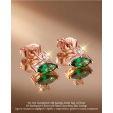 Begonia Accessories 930 Ayar Gümüş Rose Gold Rodyum Kaplama Zirkon Taşlı Minimal Halka ve Çivi Küpe Kadın Lüks Tasarım Şık Günlük Kullanım Gümüş Küpe ÇEŞITLERI-287-15