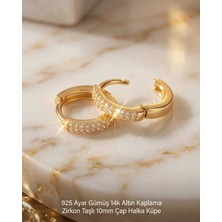 Begonia Accessories 925 Ayar Gümüş 14K Altın Kaplama Rodyum Kaplama Zirkon Taşlı Minimal Halka ve Çivi Küpe Kadın Lüks Tasarım Şık Günlük Kullanım Gümüş Küpe ÇEŞITLERI-287-4