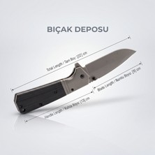 Bıçak Deposu Hayrettin Siyah Çakı Kamp Avcı Outdoor Cep Çakısı 20 cm