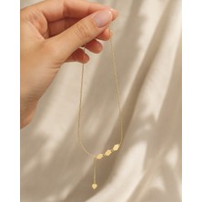 Sarezza Gold 14 Ayar Altın Geometrik Plakalı Sallantılı Kalp Kolye