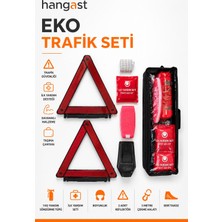 Hangast Eko Trafik Seti 7 Parça - 1 kg Yangın Söndürme Tüpü, 2 Reflektör, Ilk Yardım Seti, Çekme Halatı, Boyunluk ve Takozlu Araç Güvenlik Seti