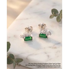 Begonia Accessories 925 Ayar Gümüş Rodyum Kaplama Zirkon Taşlı Minimal Halka ve Çivi Küpe Kadın Lüks Tasarım Şık Günlük Kullanım Gümüş Küpe ÇEŞITLERI-287-24