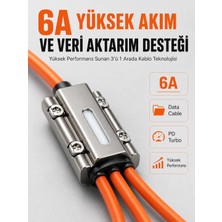 İlk El Grup 120W Hızlı Şarj Destekli 3'ü 1 Arada Çok Amaçlı Şarj ve Veri Aktarım Kablosu