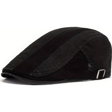 YYB Unisex Klasik Gözlük Şapkası  Siyah & Haki Retro Flat Cap  Mevsimlik Kullanım