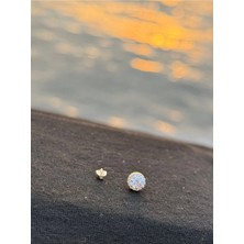 Lovecharm 14 Ayar Altın Tektaş Tragus Piercing – Yuvarlak Zirkon Taşlı Minimal Kulak Piercing