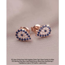 Begonia Accessories 926 Ayar Gümüş Rose Gold Rodyum Kaplama Zirkon Taşlı Minimal Halka ve Çivi Küpe Kadın Lüks Tasarım Şık Günlük Kullanım Gümüş Küpe ÇEŞITLERI-287-4