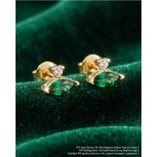 Begonia Accessories 925 Ayar Gümüş 14K Altın Kaplama Rodyum Kaplama Zirkon Taşlı Minimal Halka ve Çivi Küpe Kadın Lüks Tasarım Şık Günlük Kullanım Gümüş Küpe ÇEŞITLERI-287-18