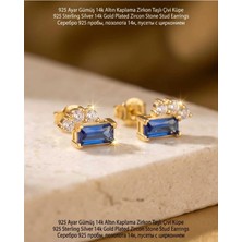 Begonia Accessories 925 Ayar Gümüş 14K Altın Kaplama Rodyum Kaplama Zirkon Taşlı Minimal Halka ve Çivi Küpe Kadın Lüks Tasarım Şık Günlük Kullanım Gümüş Küpe ÇEŞITLERI-287-28