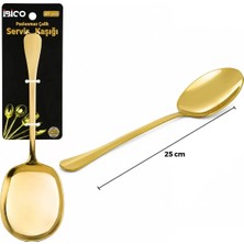 Metal Servis Kaşığı - 25 cm - Gold Renk Midastech