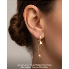 Begonia Accessories 925 Ayar Gümüş 14K Altın Kaplama Rodyum Kaplama Zirkon Taşlı Minimal Halka ve Çivi Küpe Kadın Lüks Tasarım Şık Günlük Kullanım Gümüş Küpe ÇEŞITLERI-287-19