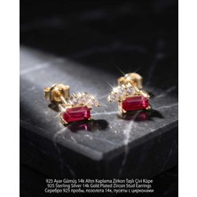 Begonia Accessories 925 Ayar Gümüş 14K Altın Kaplama Rodyum Kaplama Zirkon Taşlı Minimal Halka ve Çivi Küpe Kadın Lüks Tasarım Şık Günlük Kullanım Gümüş Küpe ÇEŞITLERI-287-3
