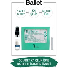 Ballet 50 Adet K4 Gümüş Epilasyon İğnesi 50'li K4 Çelik İğne