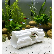 Liya3D Akvaryum Dekor Kütük Mağarası 13 cm | Balık Saklanma Alanı Dekoratif Akvaryum Süsü