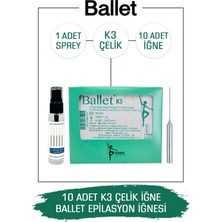 Ballet 10 Adet K3 Gümüş Epilasyon İğnesi 10'lu K3 Çelik İğne