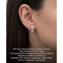 Begonia Accessories 925 Ayar Gümüş Rodyum Kaplama Zirkon Taşlı Minimal Halka ve Çivi Küpe Kadın Lüks Tasarım Şık Günlük Kullanım Gümüş Küpe ÇEŞITLERI-287-8