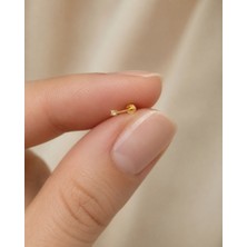 Sarezza Gold 14 Ayar Altın Mini Kare Tektaş Tragus Piercing 1,75 mm