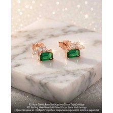 Begonia Accessories 931 Ayar Gümüş Rose Gold Rodyum Kaplama Zirkon Taşlı Minimal Halka ve Çivi Küpe Kadın Lüks Tasarım Şık Günlük Kullanım Gümüş Küpe ÇEŞITLERI-287-17