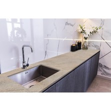 Starseven Stickerart Tezgah Üstü Fayans Kaplama Folyosu Mutfak Tezgahı Kaplama Rustik Beige Marble 70 cm x 3