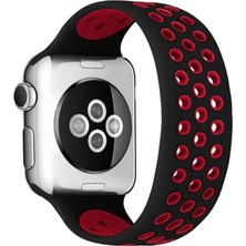 SHC4200 Watch 42MM Ayarlı Delikli Silikon Kordon - Siyah-Kırmızı