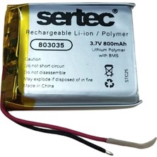 SHC4200 Sertec 803035 3.7V 800 Mah Li-Polymer Pil (DEVRELI/1.5A)