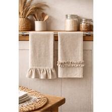 Kai Home Keten Fırfırlı Doğal Kurulama Bezi 2’li Set - 35X55 cm